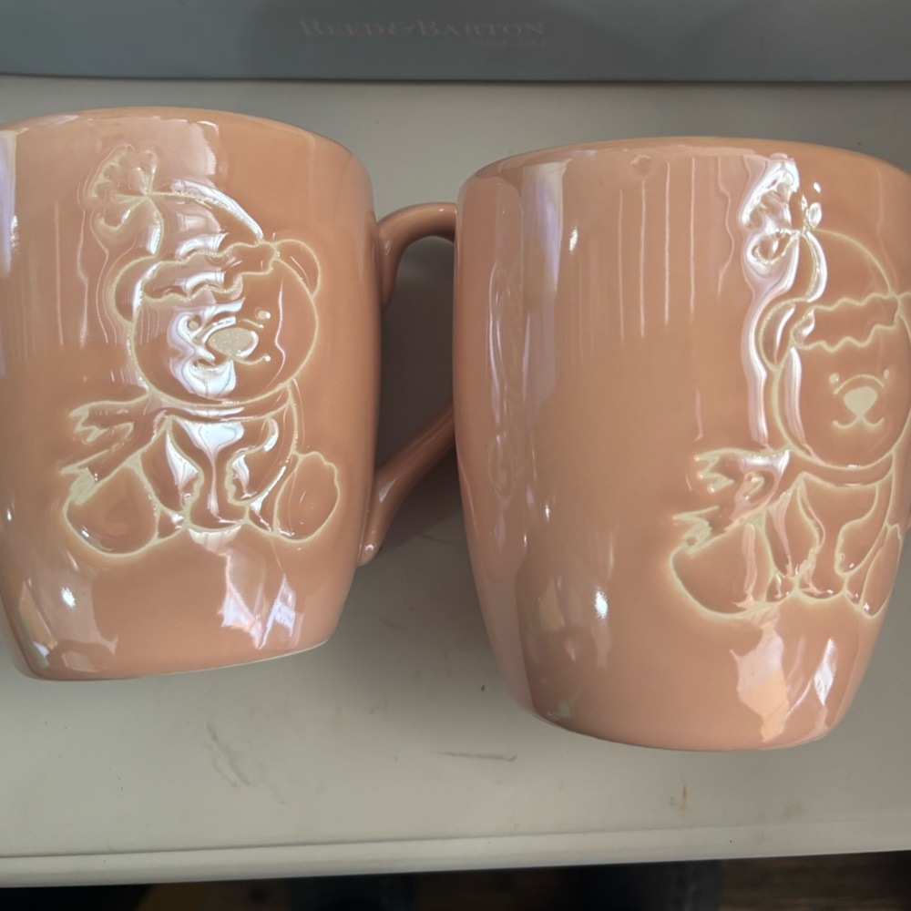 Ralph Lauren Peach Bear Embossed Mugs